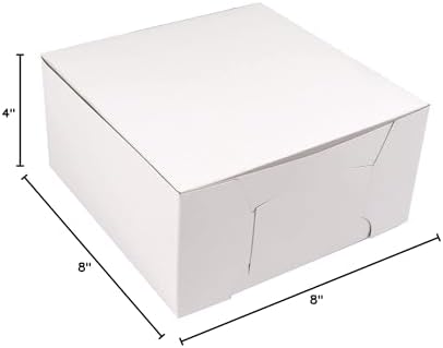 O’Creme Cake Boxes – White Bakery Boxes – 8 x 8 x 4 Inch Pastry Containers – Kraft Bakery Boxes for Holding and Displaying your Pastries - Pack of 10 - Image 6