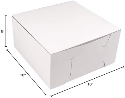 O'Crème Cake Boxes White Bakery Box 10x10x5 Inch Pack of 5 | Sturdy pastry containers made from kraft material, ideal for holding and displaying baked goods at home or in a bakery. - Image 6