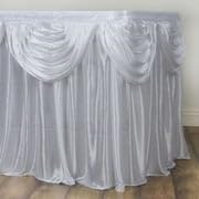 Efavormart White Satin Double Drape Table Skirt for Kitchen Dining Catering Wedding Birthday Party Decorations Events 21ft - Image 7