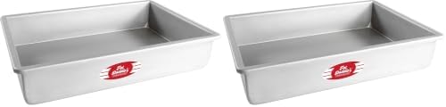 Fat Daddio's POB-10153 Anodized Aluminum Sheet Cake Pan, 10 x 15 x 3 Inch Silver (Pack of 2) by FatDaddios