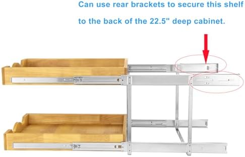 DINDON 2 Tier Wood Pull Out Cabinet Organizer (17" W x 18" D) Heavy-Duty Metal Sliding Drawer Shelf, Two Tier Pull Out Shelves for Kitchen Cabinets, Pantry, Bathroom… - Image 6
