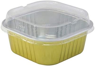 KitchenDance Disposable Foil Cake and Dessert Cup Set with Lid - 4.5 x 4.5" Square Cake Baking Pan for Hotels, Restaurants - Heavy Duty Aluminum Pan for Baking and Preparing Food, #A-24P (50, Gold) - Image 7