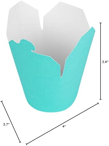 Restaurantware Bio Tek 4 x 3.4 x 3.7 Inch Food Containers, 200 Noodle Takeaway Boxes - Disposable, Sturdy, Turquoise Paper 26 Ounce Take Out Boxes, Round, For Hot Or Cold Foods - Image 5
