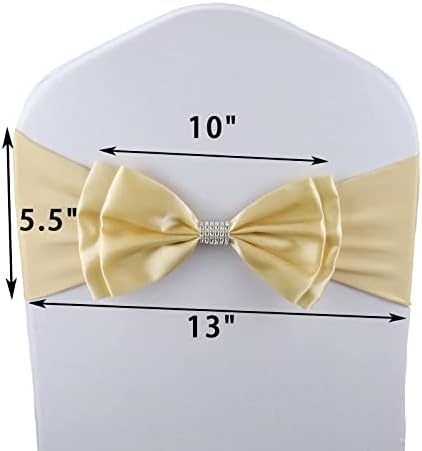 12 PCS Double Bows Stretch Chair Sashes, for Wedding Party Chair Cover Decoration, Spandex Stretch Chairs Bands (Pack of 12 Champagne) - Image 6