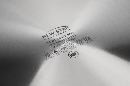 New Star Foodservice 10 Qt Stainless Steel Sauce Pan with Cover, 18/8 Stainless Steel, 6.1-Inch Depth - Image 4