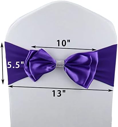 20 PCS Double Bows Stretch Chair Sashes, for Wedding Party Chair Cover Decoration, Spandex Stretch Chairs Bands (Pack of 20 Dark Purple) - Image 6