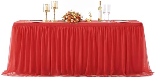 HB HBB MAGIC Red Table Cloths 6 Foot Rectangle Tulle Table Skirt Rectangle Tables 6ft Fitted Spandex Table Covers Stretch Elastic Banquet Wedding Baby Shower Birthday Party Table Cloths - Image 7