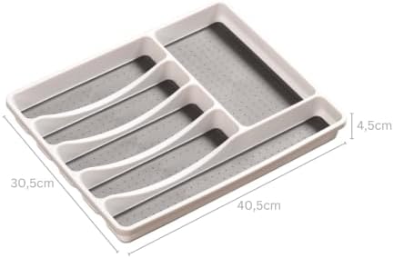 Kesper 30092 Cutlery Tray for Drawer, Material: Plastic (PP), Dimensions: W 33.5 x D 41 x H 4.5 cm, Colour: White, Grey - Image 4