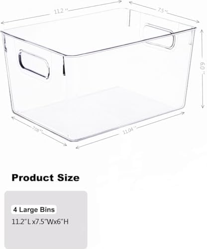 Clear Plastic Storage Bins 8 Pack - Pantry Organizers and Storage, Fridge Organizer for Kitchen, Cabinet, Freezer, Bathroom, Clost, Home Organization - Image 6