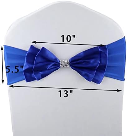 6 PCS Double Bows Stretch Chair Sashes, for Wedding Party Chair Cover Decoration, Spandex Stretch Chairs Bands (Pack of 6 Royal Blue) - Image 6