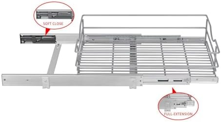 Pull Out Cabinet Organizer, (17½"W x 20" D), Soft Close Pull Out Cabient Drawer, Slide Out Drawer for Kitchen Base Cabinet, Pot and Pan Organization, Pantry Organizers - Image 6