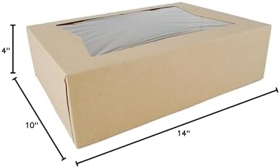 SCT 24263K Kraft Paperboard Window Bakery Box, 14" Length x 10" Width x 4" Height (Case of 100) - Image 5
