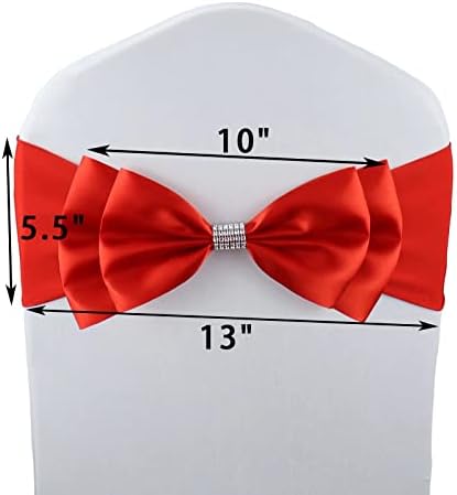 50 PCS Double Bows Stretch Chair Sashes, for Wedding Party Chair Cover Decoration, Spandex Stretch Chairs Bands (Pack of 50 Red) - Image 6