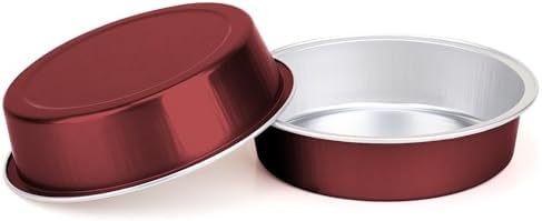 Beasea Disposable Mini Pie Tins with Lids, 20 Pack 4” 7.3oz 215ml Small Round Aluminum Baking Tart Foil Container for Individual Dessert Cupcake Cheesecake Ramekin Quiche Oven Dishes - Wine Red - Image 6