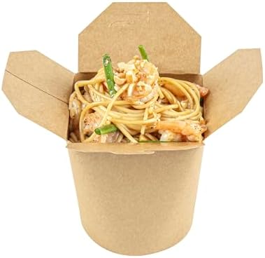 Bio Tek 4 x 3.5 x 4.5 Inch Food Containers, 50 Durable Noodle Boxes - Disposable, Sustainable, Kraft Paper 32-Ounce Takeout Boxes, Round, For Takeouts And Delivery, Or Picnics - Restaurantware - Image 4