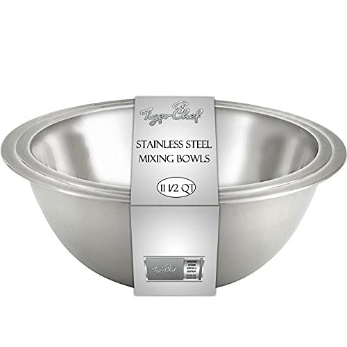 Tiger Chef Heavy Duty Mixing Bowl 1 1/2 Quart All-purpose Mixing Bowls for Home and Commercial Use - Best Prep Bowls for cake mixtures, dough’s, salads, pastas, dressings Stainless Steel - 2 Pack - Image 2