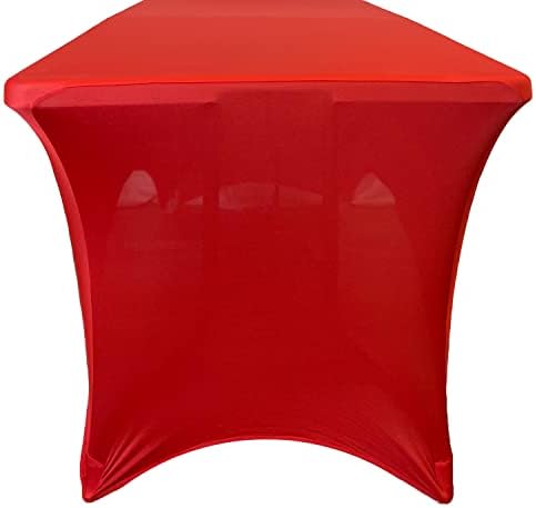 YOUR CHAIR COVERS - 5ft Red Rectangular Spandex Table Covers Fitted Tablecloth Wedding Event Patio Decorations Elastic Fabric Stretch for Folding Table - Image 7