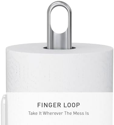 simplehuman Tension Arm Countertop Paper Towel Holder, Easy One-Handed Tear, Standing Weighted Base with Finger Loop, Heavy Duty, Brushed Stainless Steel - Image 4