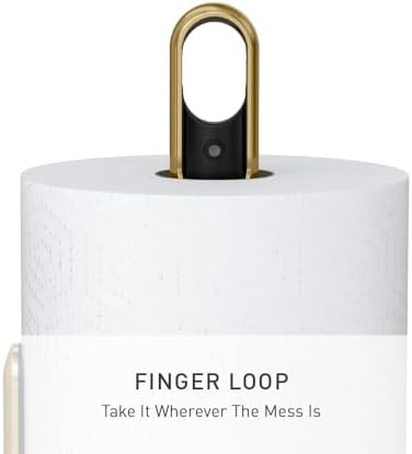 simplehuman Paper Towel Holder with Spray, All-in-One Countertop Paper Towel and Cleaner Dispenser, 6 oz Refillable Pump, One-Handed Tear, Weighted Base, Brass - Image 5