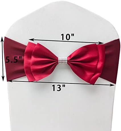 12 PCS Double Bows Stretch Chair Sashes, for Wedding Party Chair Cover Decoration, Spandex Stretch Chairs Bands (Pack of 12 Burgundy) - Image 6