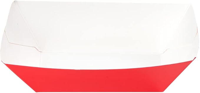 Restaurantware-Bio Tek 6 Ounce Boat Paper Boats, 400 Disposable #40 Food Trays - PE Lining, Durable, Red Paper Food Baskets, For Concession Stands, Picnics, or Fairs, Stackable - Image 12