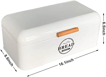 SOTECH Large White Bread Box with Lid,Farmhouse Bread Box in White Metal Extra Large Bread Storage Container for Kitchen Countertop and Room Decor - Image 6