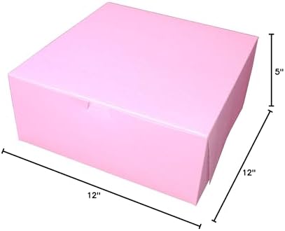Southern Champion Tray 0887 Pink Paperboard Non-Window Lock-Corner Bakery Box 12" Length x 12" Width x 5" Height (Case of 100) - Image 2
