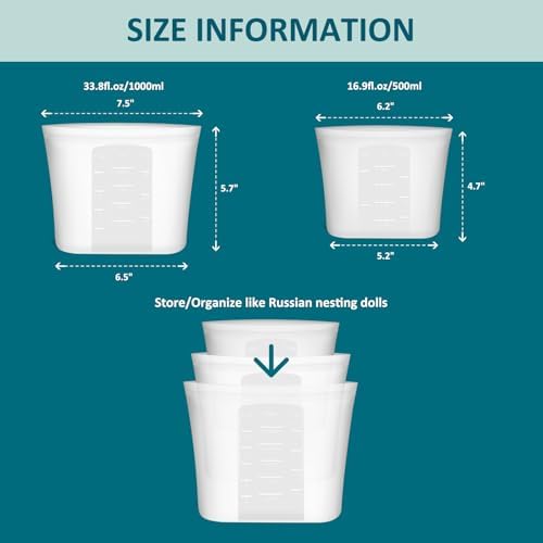 8-Pack Reusable Silicone Food Storage Bags, 100% Silicone Stand-Up Wide-Open Zip-Lock Reusable Storage Bags for Food, Freezer Microwave Oven Dishwasher Safe, Translucent, 4S 4XS - Image 6