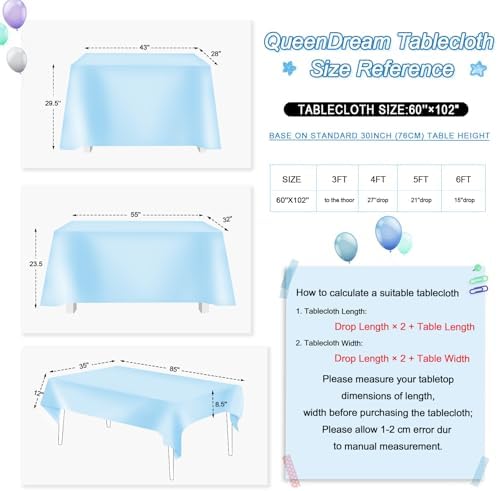QueenDream Sequin Iridescent Tablecloth 60x102 Inches Blue Sequin Table Overlay Mermaid Parties Cocktail Decor - Image 5
