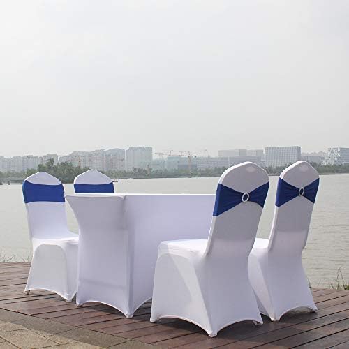 10pcs Spandex Chair Sashes with Cover Stitched for Wedding Party Banquet Decoration Elastic Bulk Chair Cover with Slide Buckle Graduation Meeting(Royal Blue) - Image 5