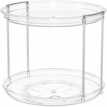 LAMU 3 Pack 2 Tier Lazy Susan Turntable Organizer 9.25'' Rotating Spice Rack Organization for Cabinet, Kitchen, Pantry, Countertop, Bathroom, Vanity, Medicine Cabinet Organizer, Clear - Image 7