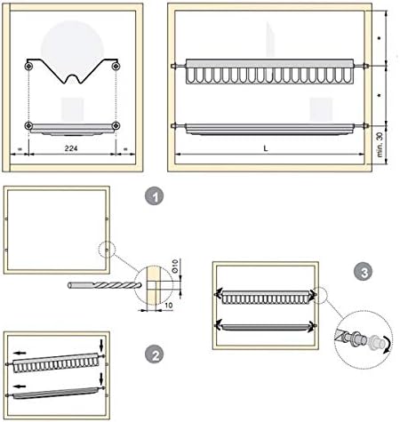 Emuca - Stainless Steel Dish Drying Rack for Standard 100 cm Width Kitchen Cabinet, Inner Width Module 935-970 mm - Image 6