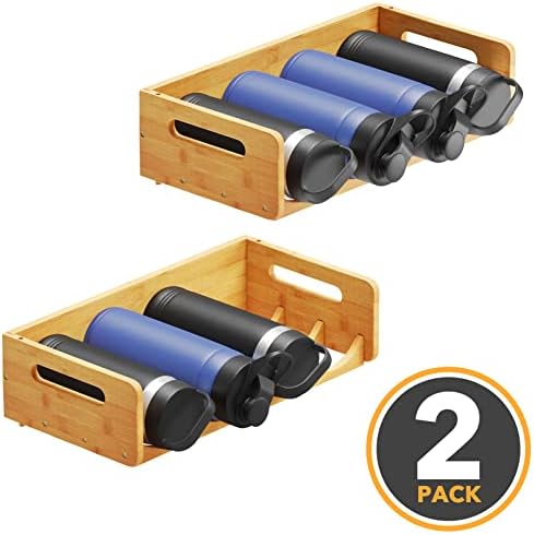 SpaceAid Bamboo Water Bottle Organizer with Labels, Kitchen Pantry Water Bottle Storage Rack for Cabinets, Home Cup and Wine Bottle Holder Shelf Organizers, 2 Pack 4-Slot, Hold 8 Bottles - Image 6