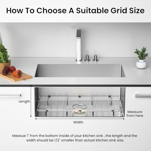 Sink Grid 27-9/16" x 14-9/16", Rear Drain with Corner Radius 3/16" - Image 6