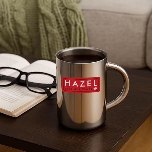 HAZEL 14.2 fl oz Stainless Steel Double Wall Mug for Camping Set of 2 | Insulated Coffee Tea Jugs with Handle, 3.5" - Image 6