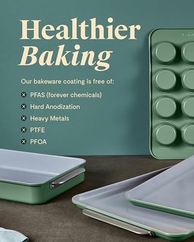 Caraway 5-Piece Non-Stick Ceramic Bakeware Set | Baking Sheets, Assorted Baking Pans and Storage, Aluminized Steel Body, Non-Toxic, PTFE and PFOA Free, Gray - Image 6