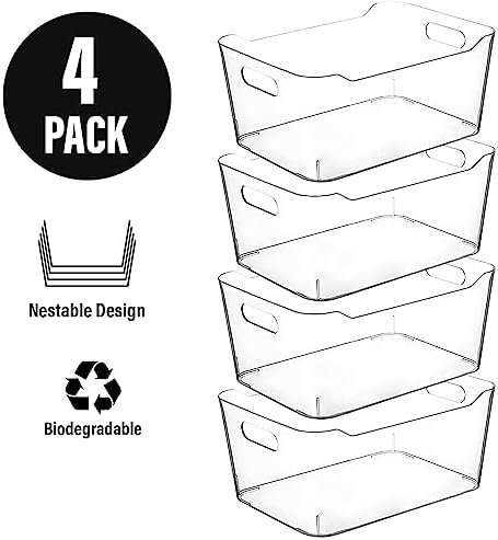 Clear Plastic Storage Bins, Perfect for Kitchen Organization or Pantry Organizers and Storage, Refrigerator Freezer Fridge Organizer Storage Containers Bin for Organizing Medicine Cabinet Organizer - Image 7