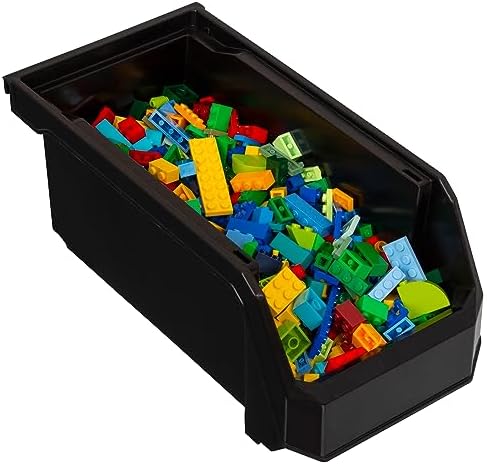 ReadySpace Medium Stackable Plastic Storage Bins, 8-Pack, Black - Image 6