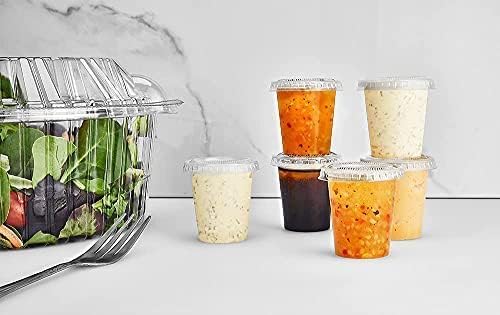 King Zak 150 Sets - 1.5oz, Disposable Mini Plastic Jello Shot Cups With Lids Perfect For Portion Souffle, Condiment, Dipping Sauce, Salad Dressing And More - Image 6