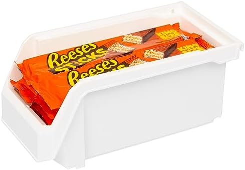 ReadySpace Medium Stackable Plastic Storage Bins, 8-Pack, White - Image 6