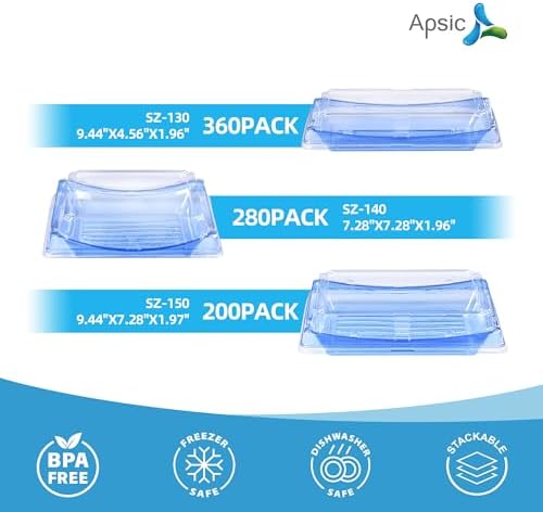 280 Set Disposable Blue Sushi Containers with Lids | Square Japanese-Style, Takeaway Food Boxes for Camping, Picnics & Restaurants - Image 4