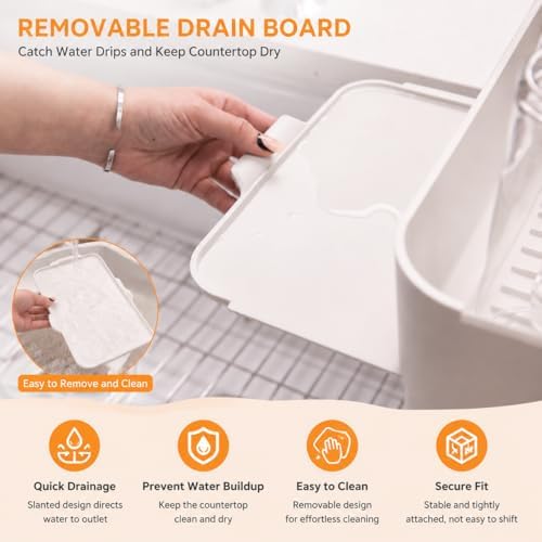 Zuutii Dish Drying Rack with Drainboard,Expandable(17.5-25.4") - Image 6