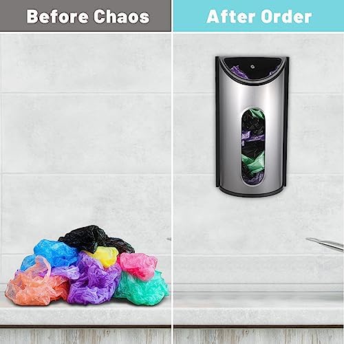 Sumnacon Plastic Bag Holder Wall Mount Grocery Bag Holder with Hardware, Stainless Steel Bag Dispenser for Plastic Bags Sturdy Plastic Bag Holders for Grocery Bags for Kitchen Pantry Cabinet - Image 7