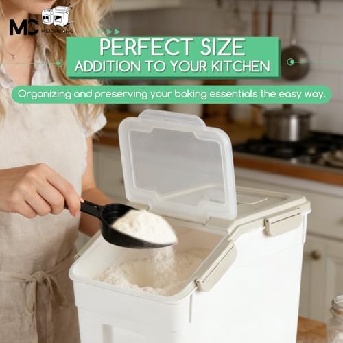 Food Grade 25lb Rice Flour Container for Kitchen Counter, 4pcs, Grey - Image 6
