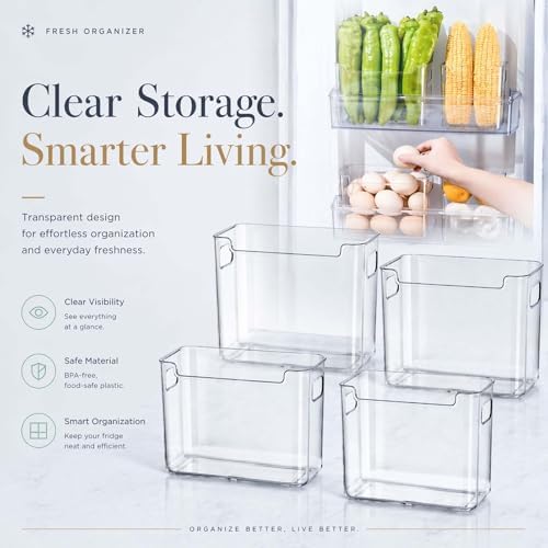 Crystal Clear Freezer Storage Bins, Crack-Resistant Plastic Fridge Storage Bins with Built-in Handles, BPA-Free Organization Containers for Refrigerator, Pantry Kitchen Cabinets (B-7 in,8) - Image 7