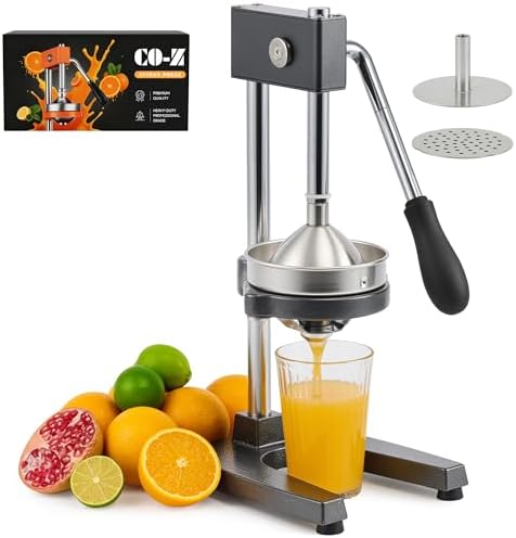 CO-Z Manual Citrus Juicer, Heavy-Duty Manual Juicer with Conical & Flat Pressure Plates, Professional Lemon Squeezer for Orange Pom Lime Lemon Juice, Dishwasher Safe Orange Juice Press, Gray - Image 7