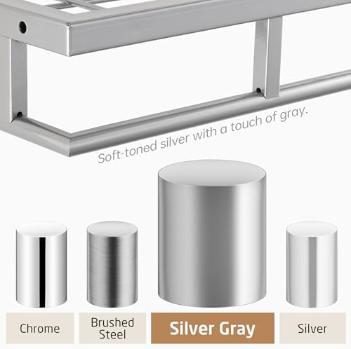 KES 30-Inch Silver Gray Pot Rack Wall Mounted, 100 Lbs Capacity | 2-Tier, Hanging Pot and Pan Organizer with 12 Sturdy Hooks, Kitchen Wall Hanger Shelves Modern, KUR215S75B-SG - Image 6