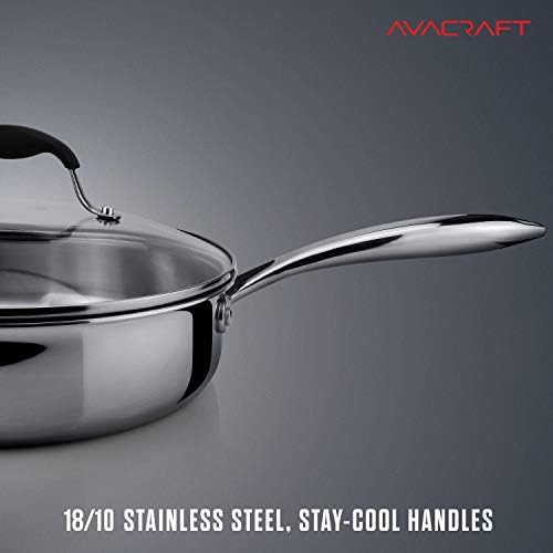 AVACRAFT 3.5 Quart Tri-Ply 18/10 Stainless Steel Saute Pan - Image 6