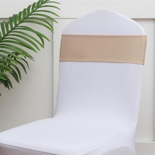 50 Pack Nude Chair Sashes, Khaki Chairs Bands for Wedding, Party, Birthday, Meeting, Folding Chairs Decor, Spandex Chair Sashes - Image 6