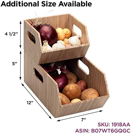 Mobilevision XL Versatile Bamboo Storage Bins for Pantry & Kitchen Cabinet Organizer Multi-Purpose / 2 Piece Stackable Set Larger Bins - Image 6